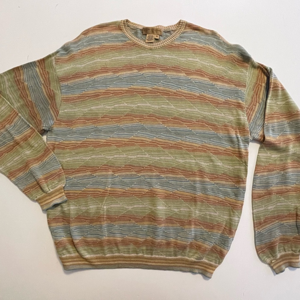 Vintage 3D Pima Mercerized Cotton Landscape‎ Sweater XL